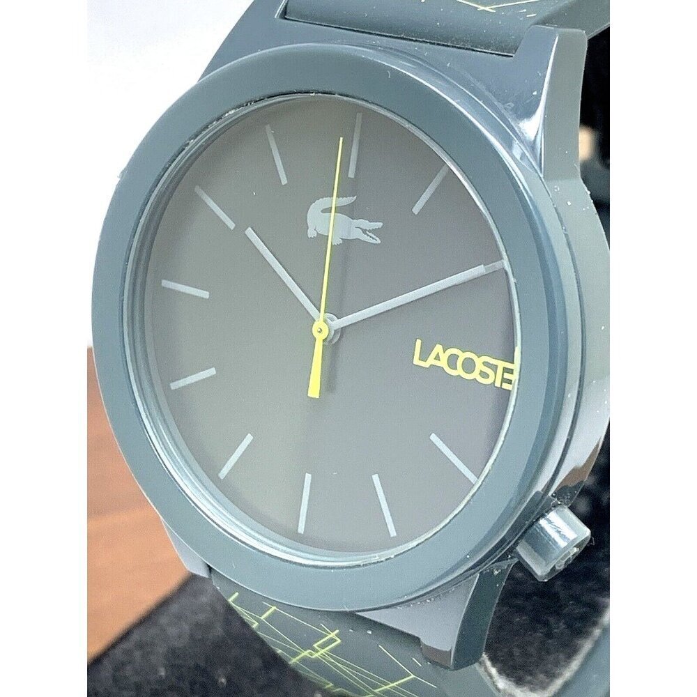 Lacoste Men's Watch 2010958 Quartz Yellow Gray Dial Rubber Band 42mm
